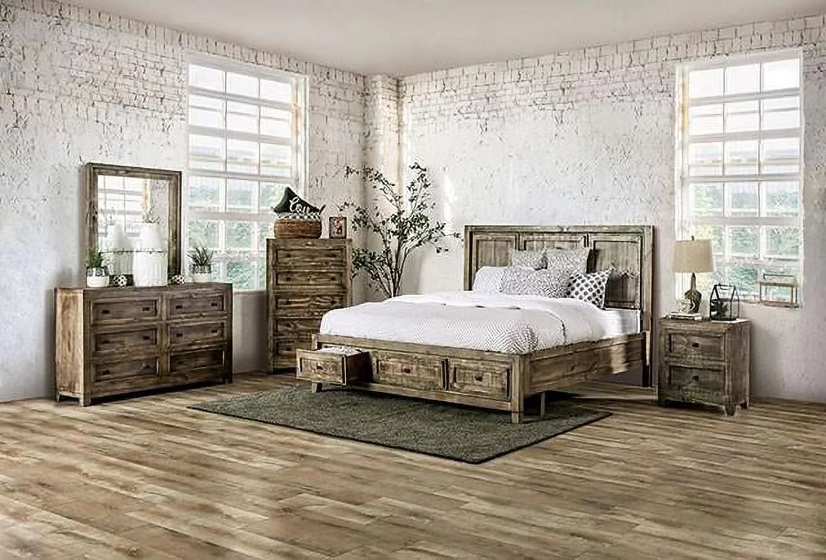 Ash Brown Solid Wood King Bedroom Set 6pcs U732964