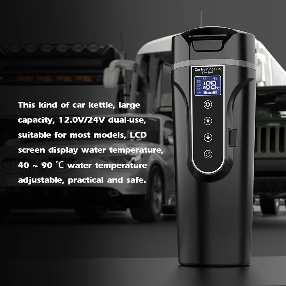 12V 24V Heated Water Cup Electric Kettle LCD Display F2099