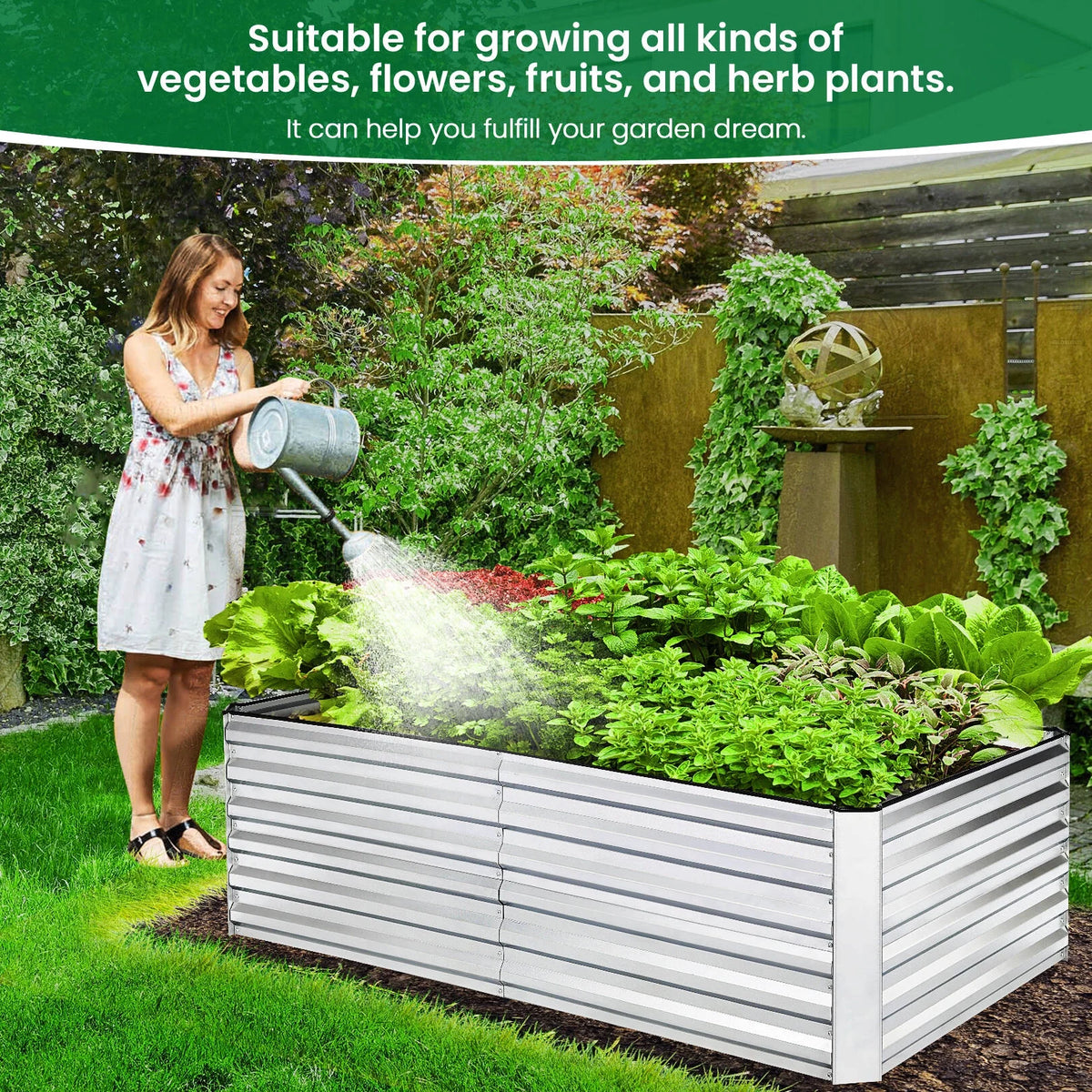 6x3x2ft Galvanized Steel Raised Garden Beds T685