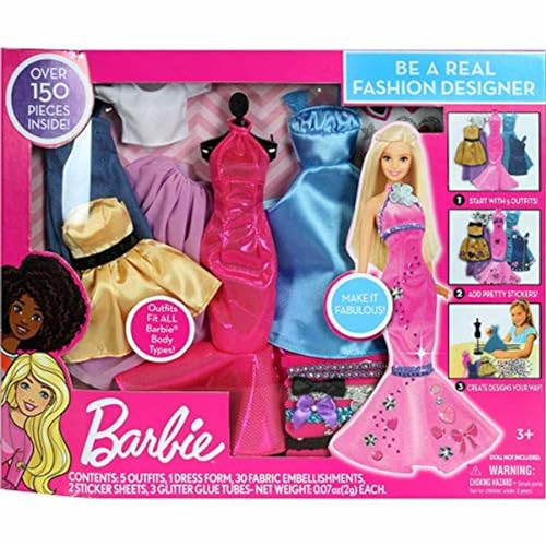 DIY Doll Clothing Kit with Fabric, Ribbons, Stickers & Sketchbook H6479