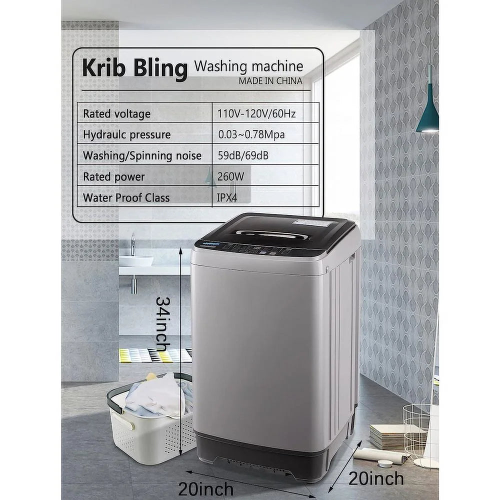 17.7 lbs Portable Compact Washing Machine with Drain Pump C9623