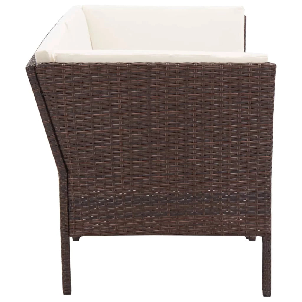 6 Piece White Cushioned Brown Poly Rattan Outdoor Conversation Set T705