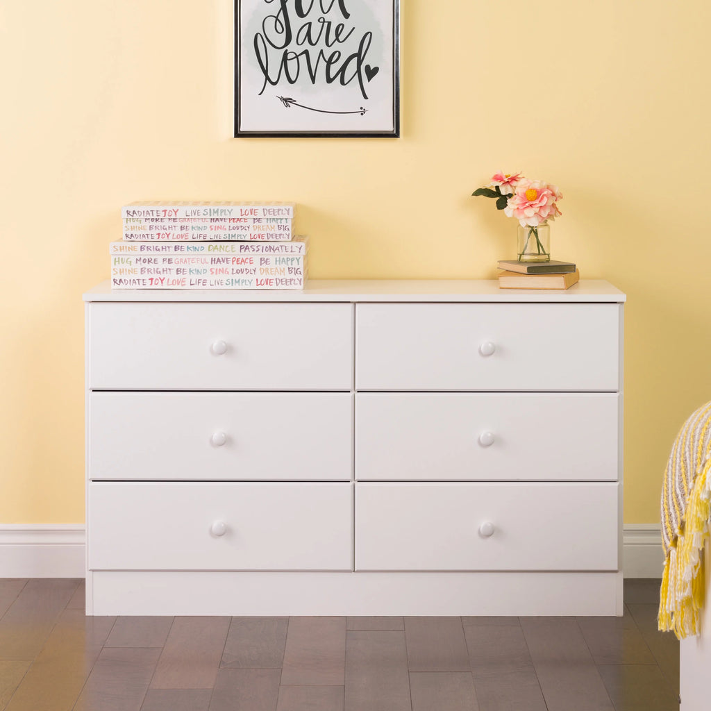White 6 Drawer Wooden Dresser B546