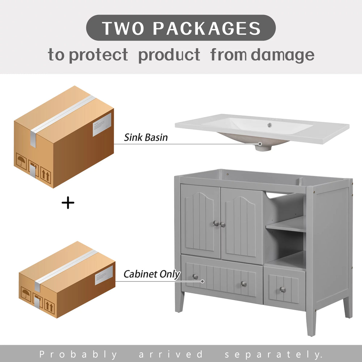 36" Gray Bathroom Vanity with Ceramic Sink Z146582