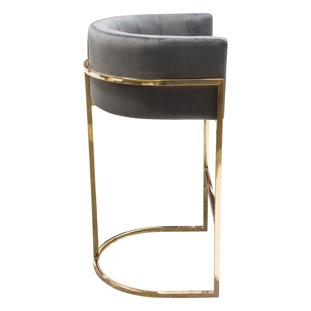Grey Velvet Bar Height Chair Q42042