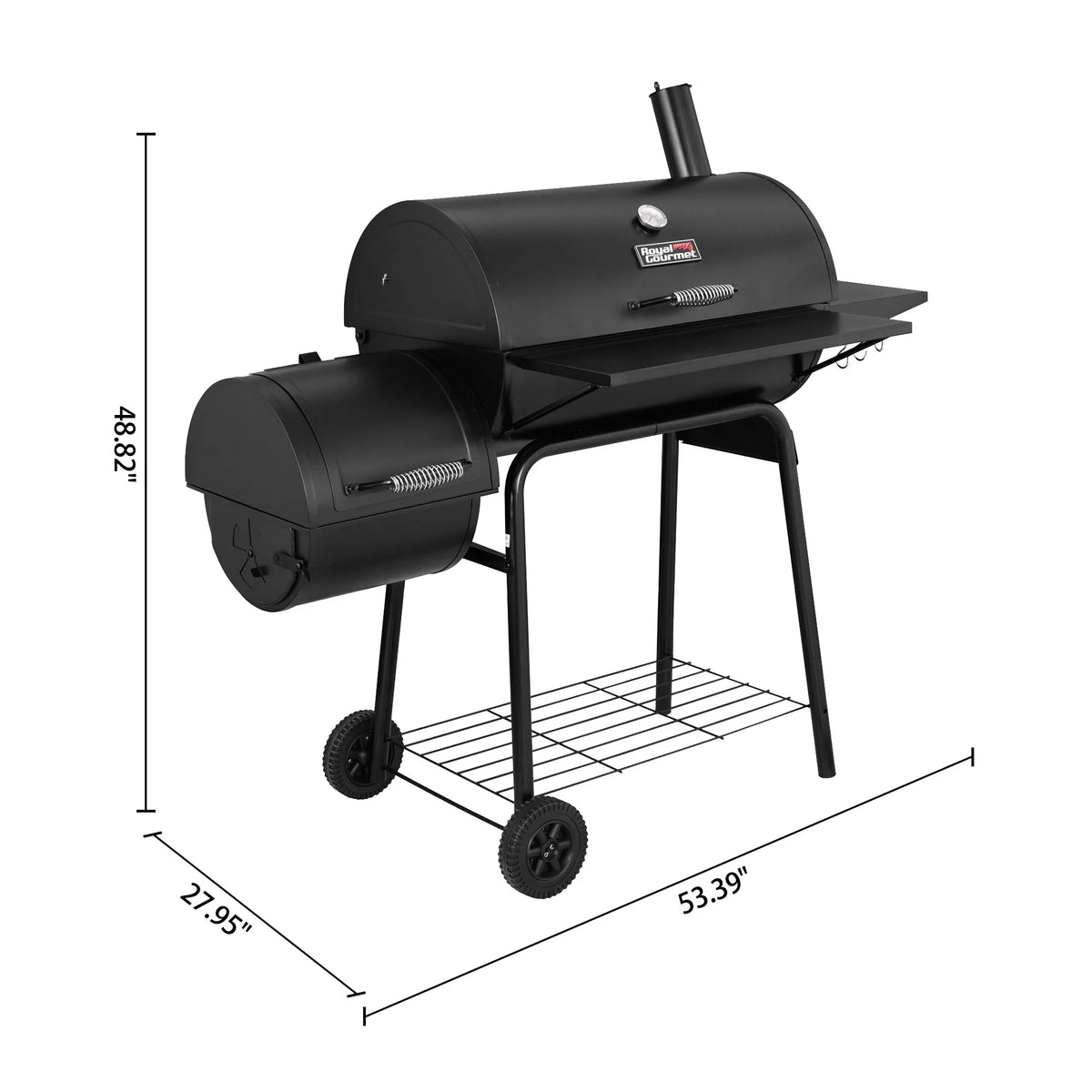 30" Charcoal Grill with Offset Smoker and Cover O555936