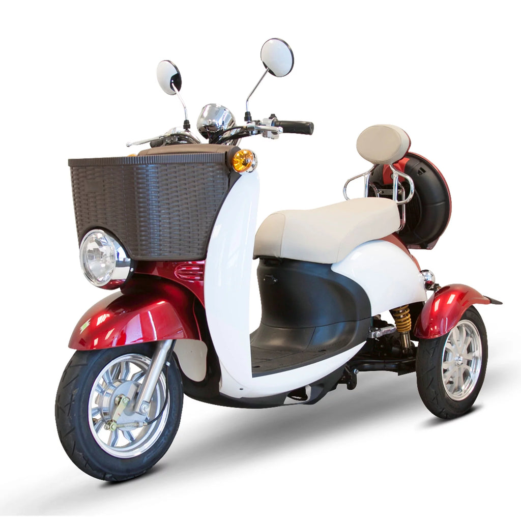 Red 3 Wheel Electric Scooter with Basket U6281