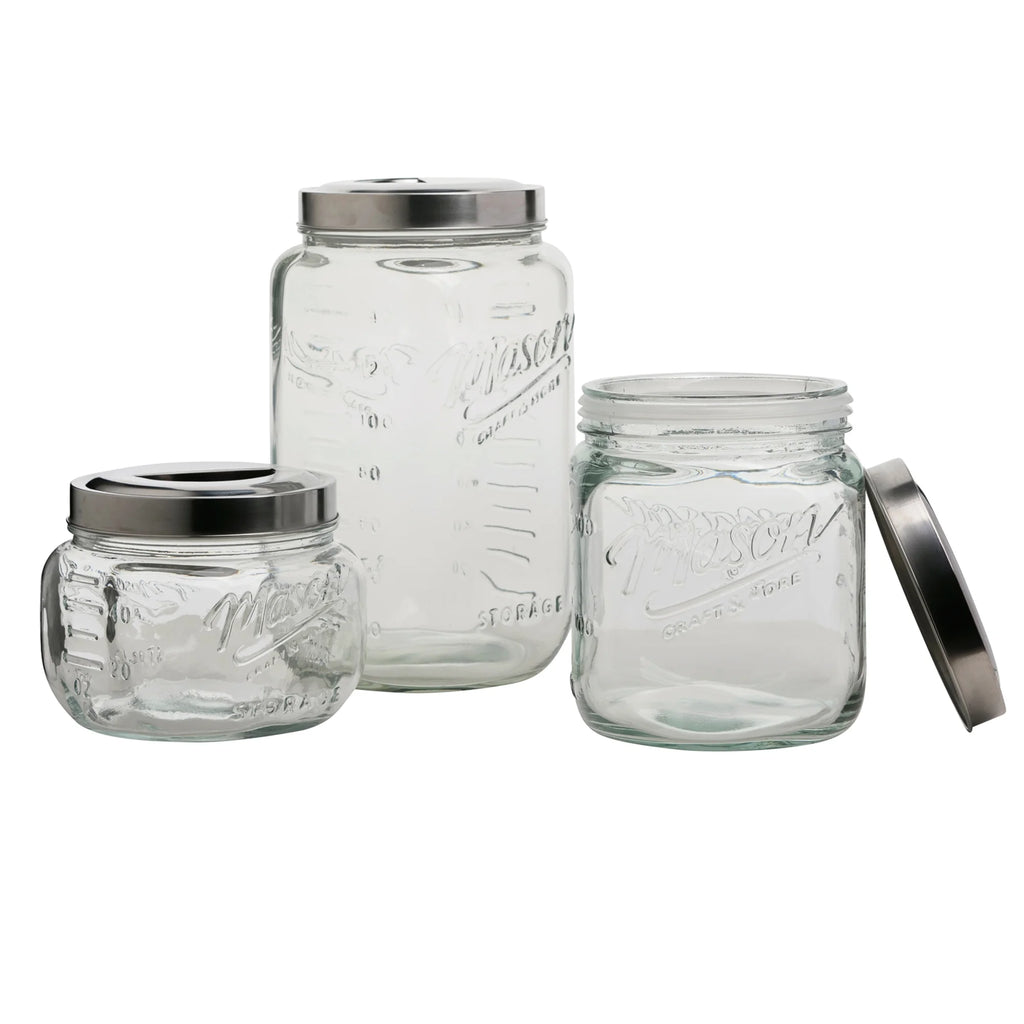 3 Piece Square Glass Canister Set G289529