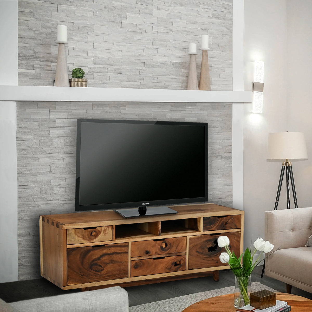 Live Edge Suar 6 Drawer Dresser B82112