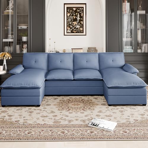 Blue U-Shaped Sectional Sofa with Double Chaise X524736