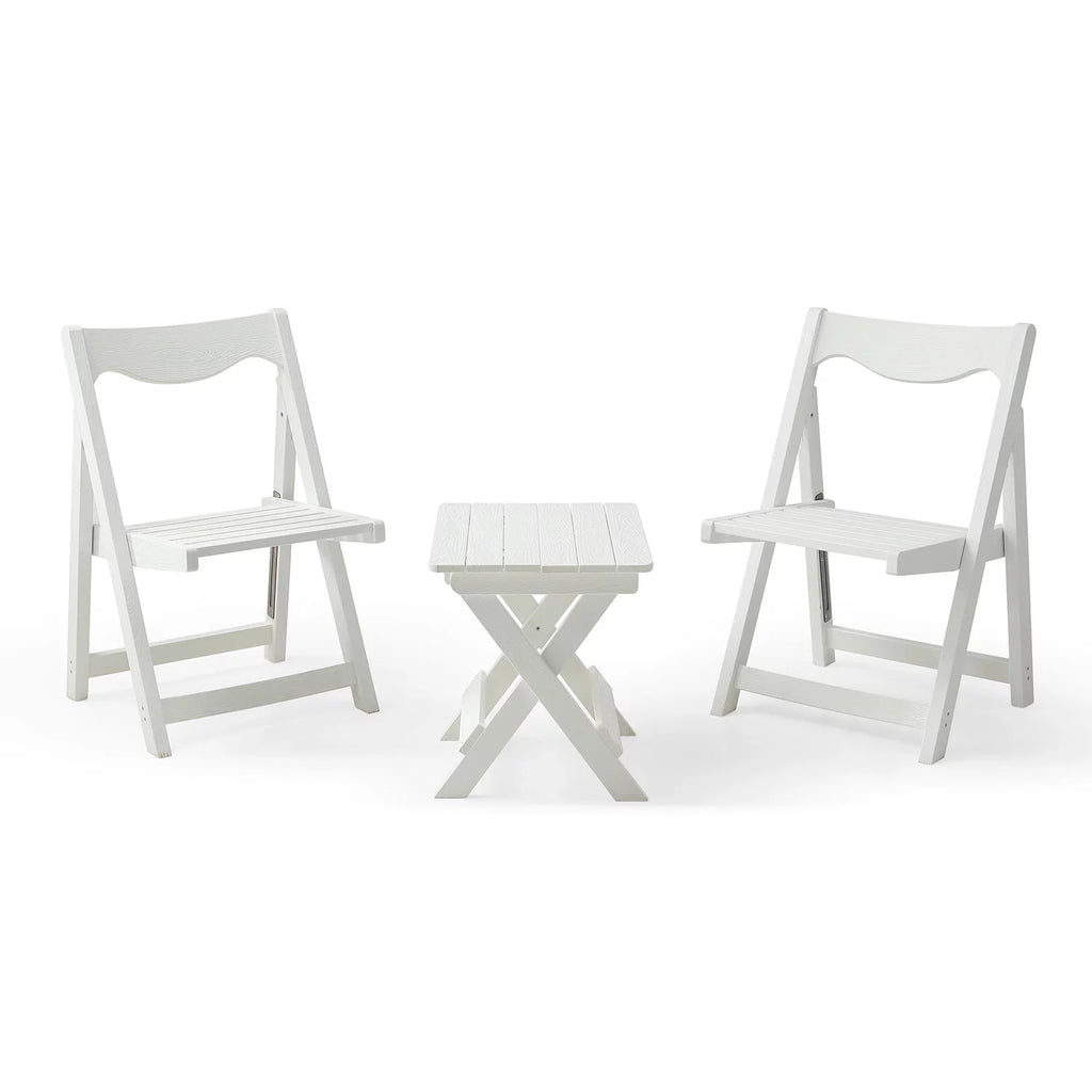 Foldable Small Table and Chair Set with 2 Chairs White I5516