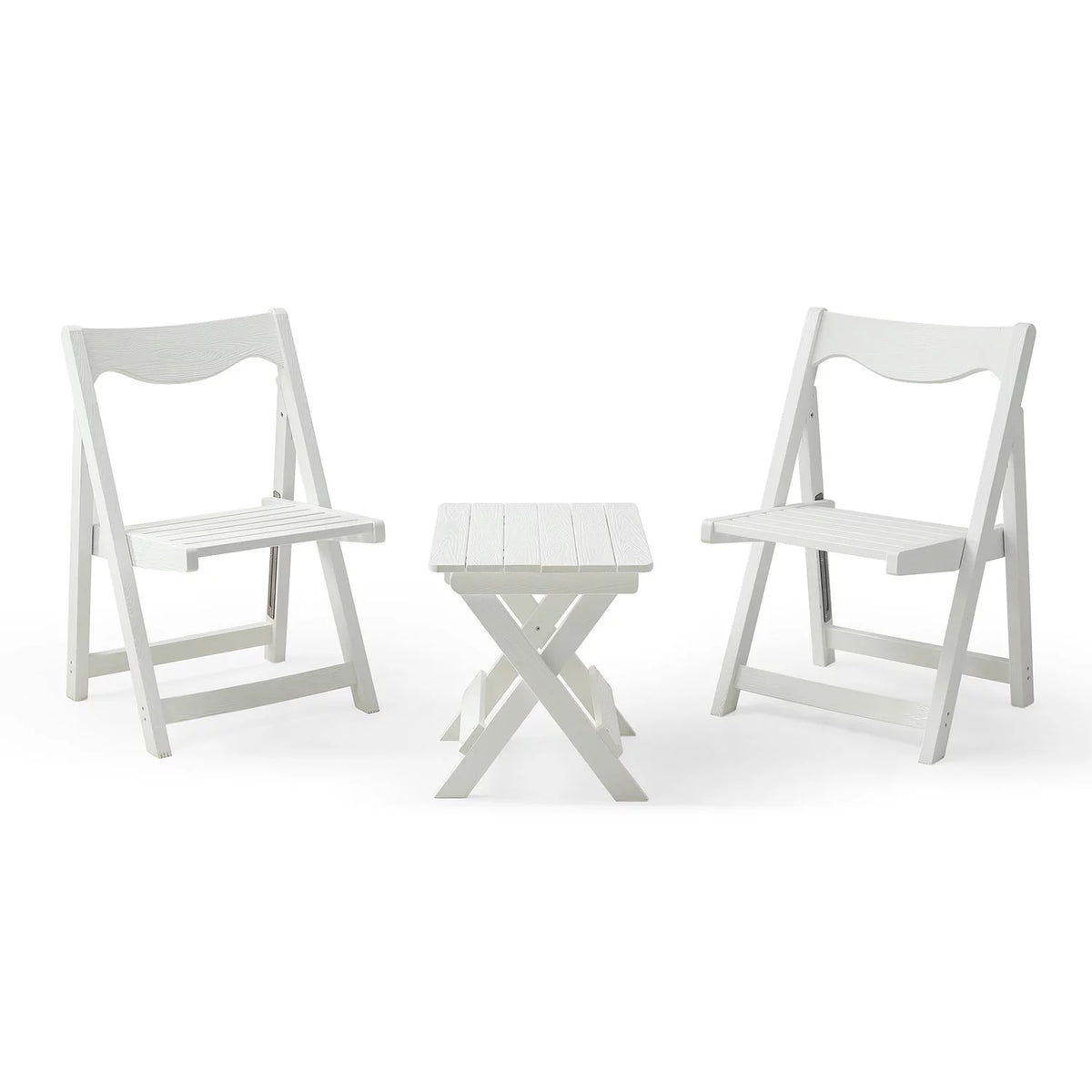 Foldable Small Table and Chair Set with 2 Chairs White I5516