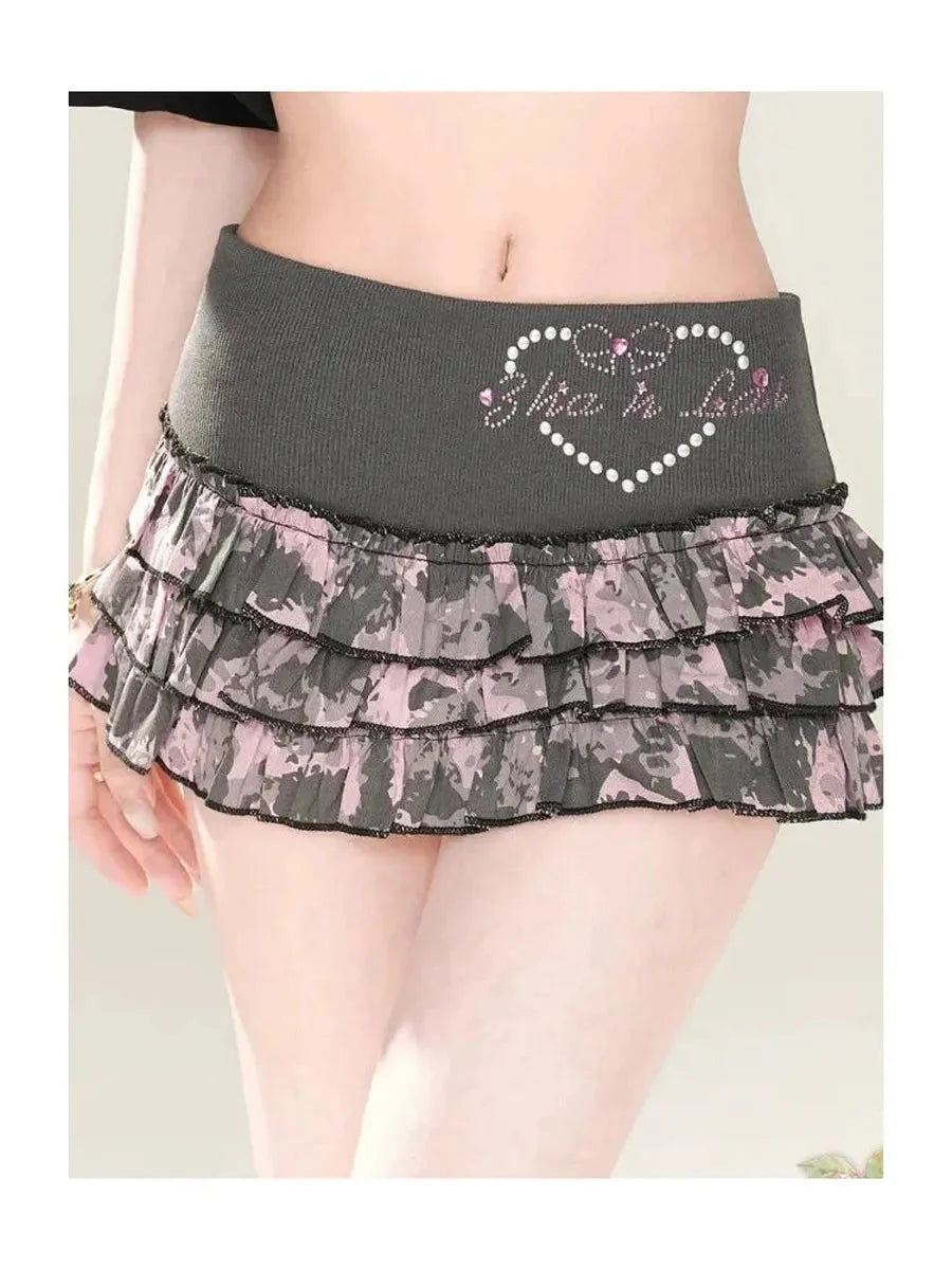 Rhinestone Camouflage Mini Skirt R372969