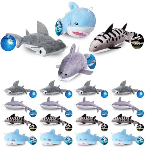 16 Sets Mini Shark Stuffed Animal Plush S722253