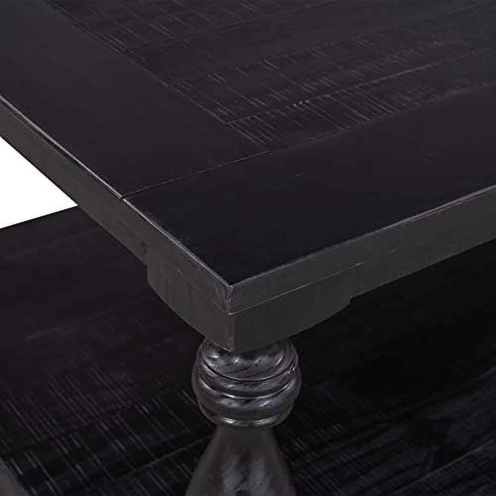 Black Solid Pine Wood Storage Coffee Table M554483