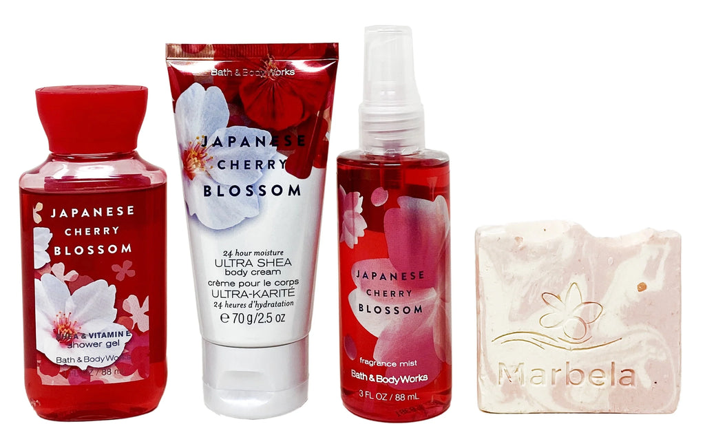 Japanese Cherry Blossom Travel Size Fragrance Mist, Body Cream and Shower Gel Gift Set I387395