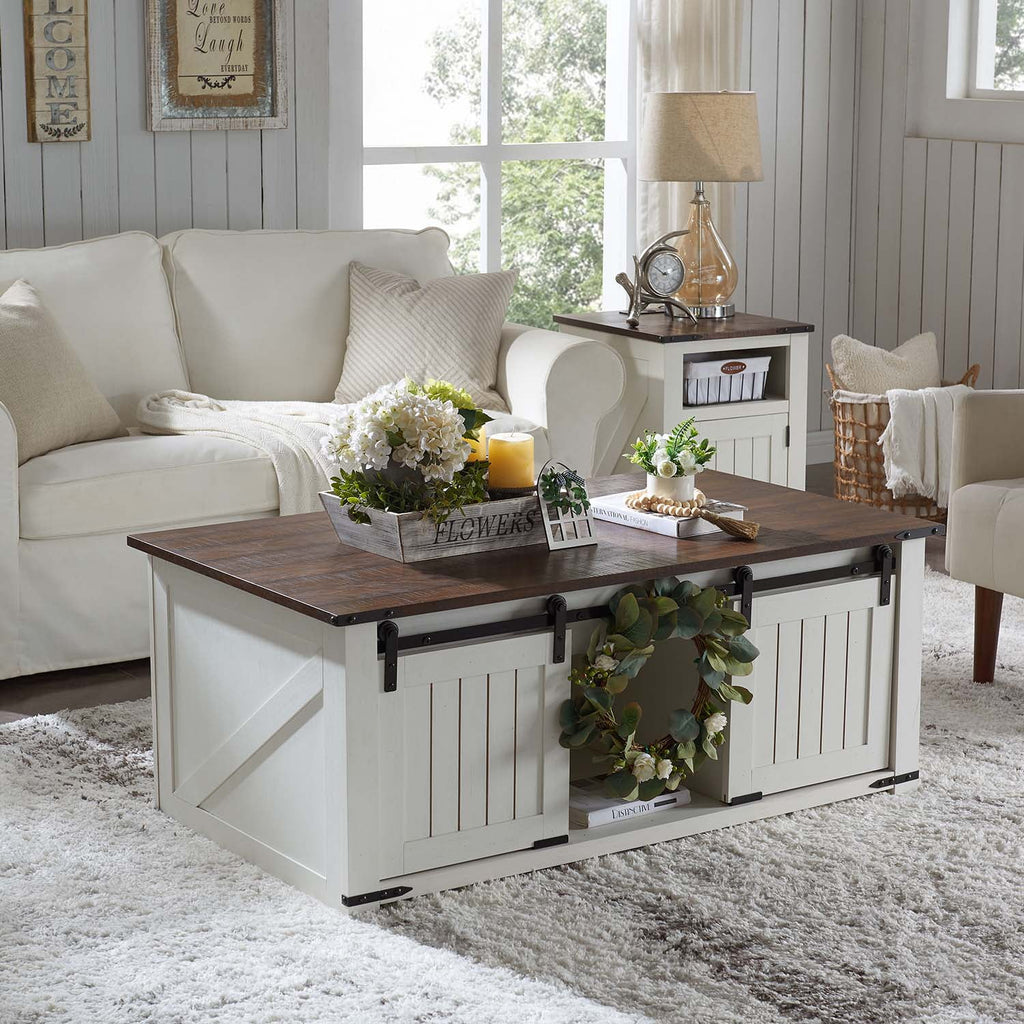 White Lift Top Coffee Table with Storage D23221