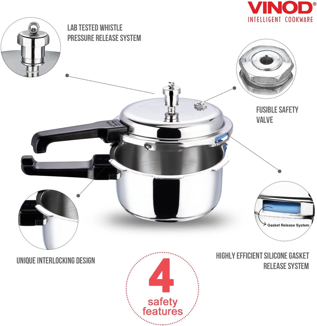 Stainless Steel 5 Liter Induction Base Pressure Cooker J2327