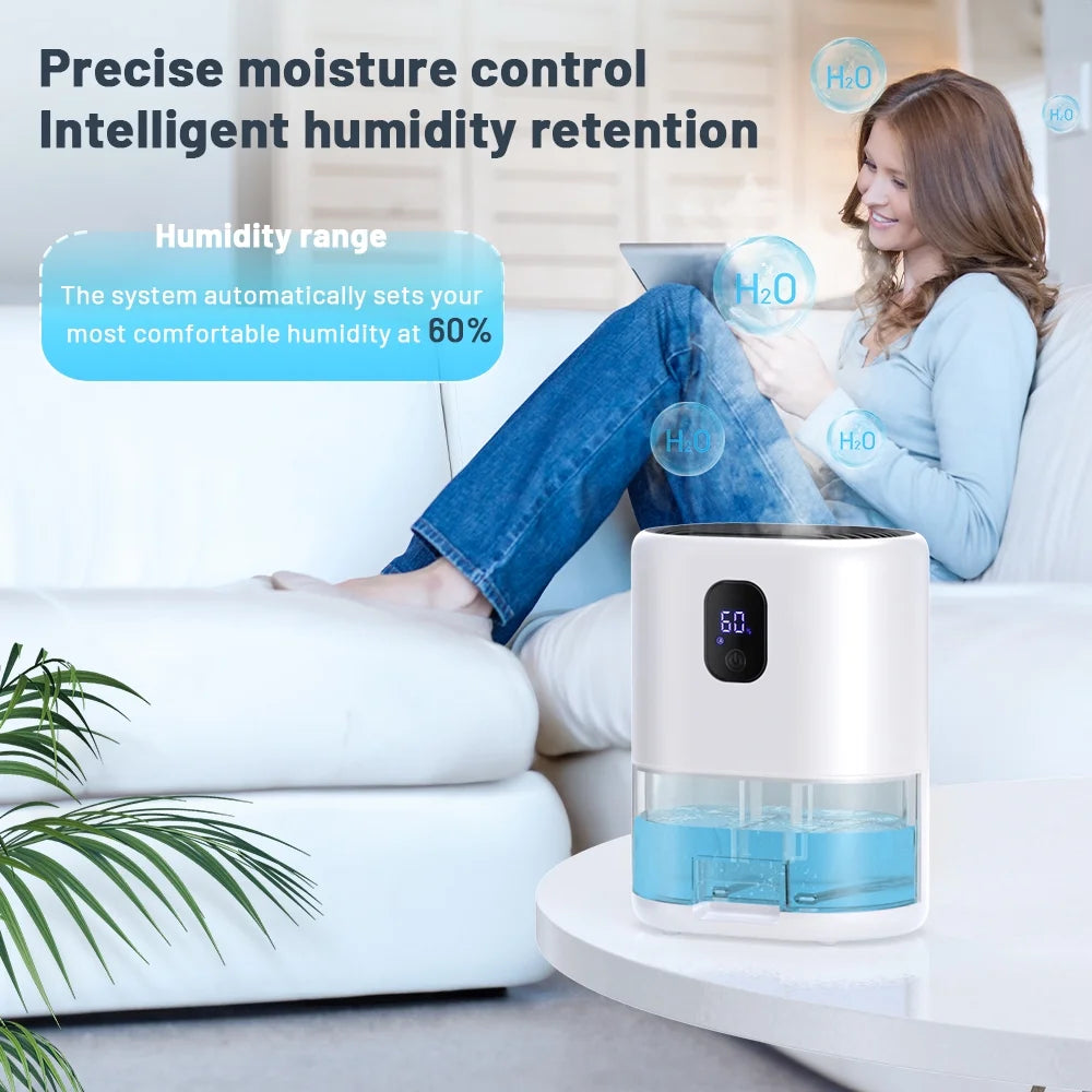 1000ml Portable Dehumidifier, Auto Defrost, Ultra Quiet, White G763748