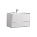36 in. Wall Mount High Gloss White Bathroom Vanity S8078