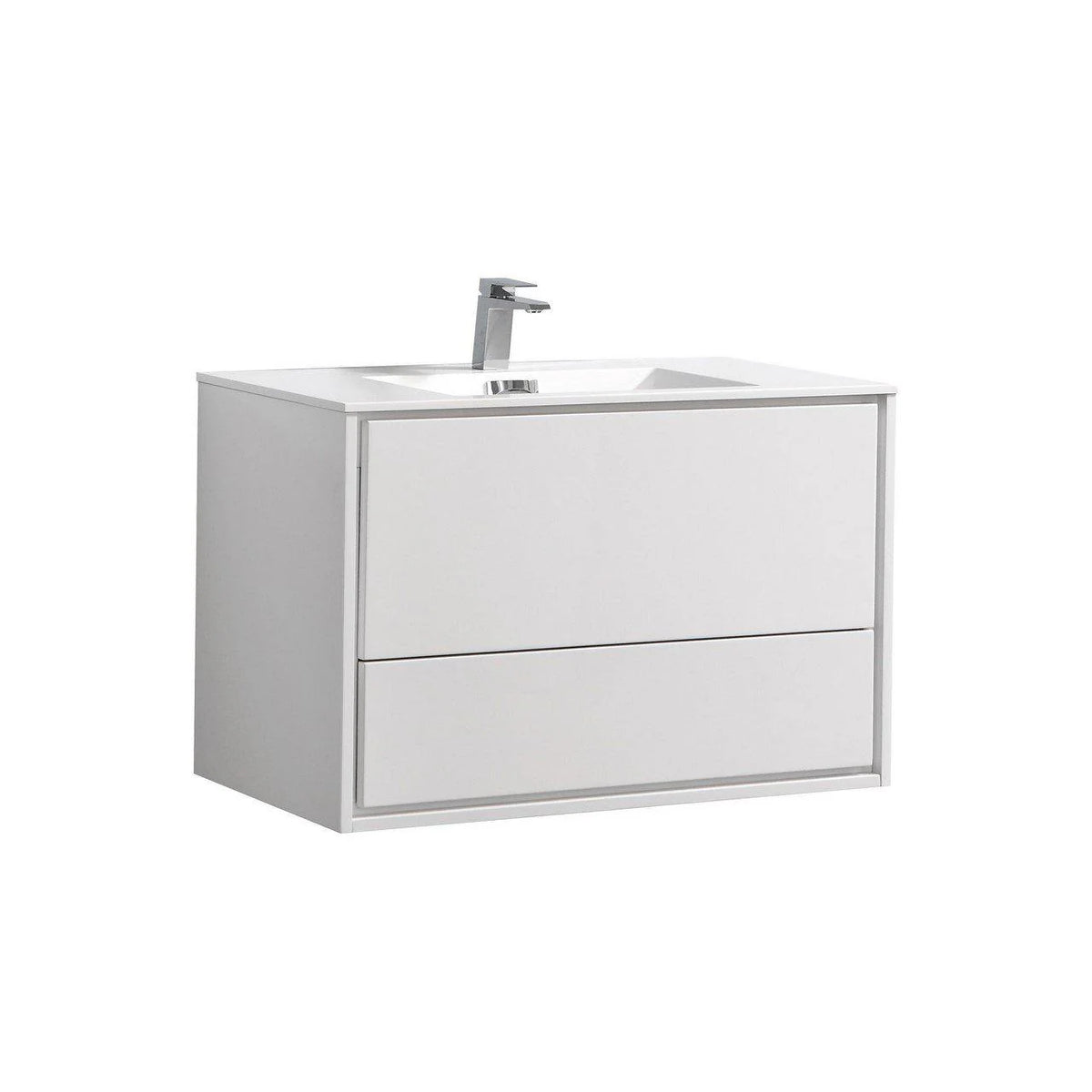 36 in. Wall Mount High Gloss White Bathroom Vanity S8078