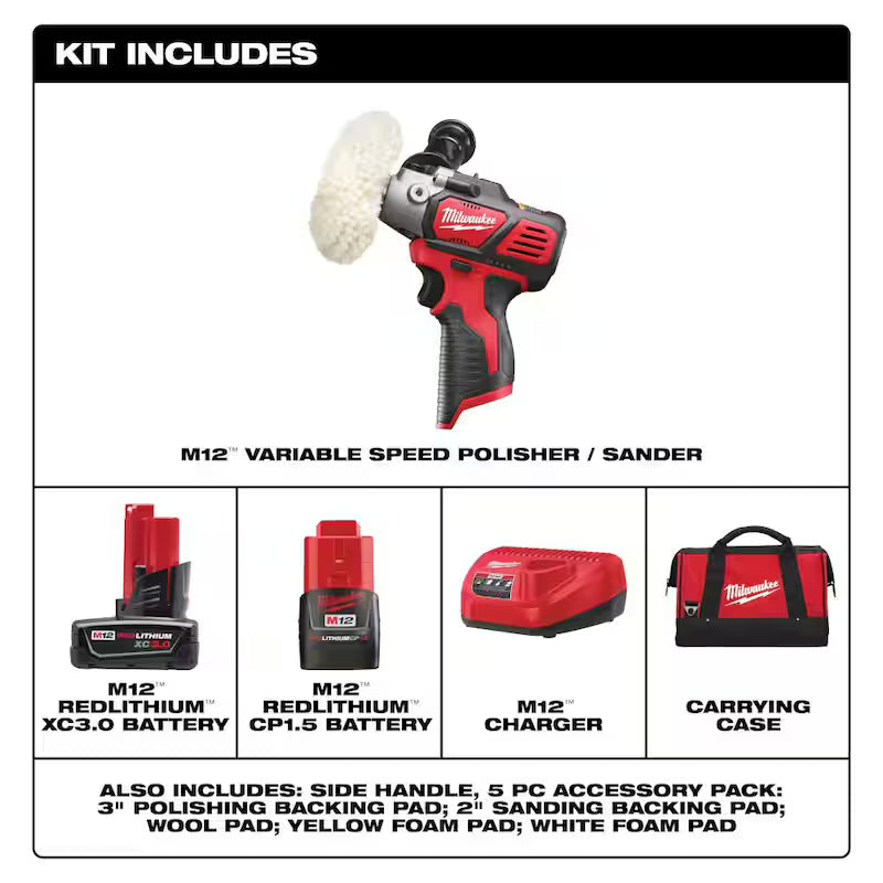 12V Cordless Variable Speed Polisher/Sander Kit I56871