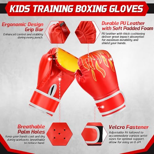 Kids Boxing Gloves and Punching Mitts Set with Hand Wraps E3746