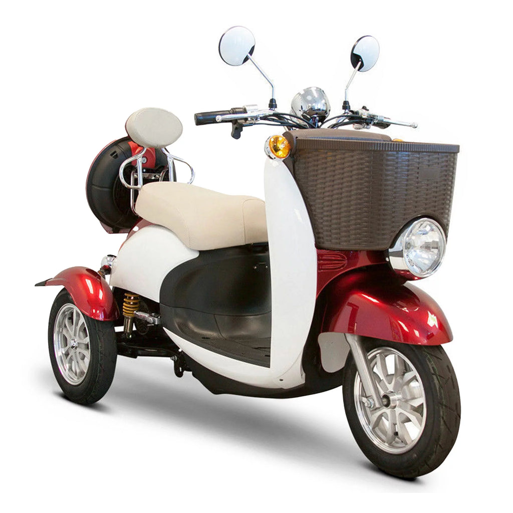 Red 3 Wheel Electric Scooter with Basket U6281