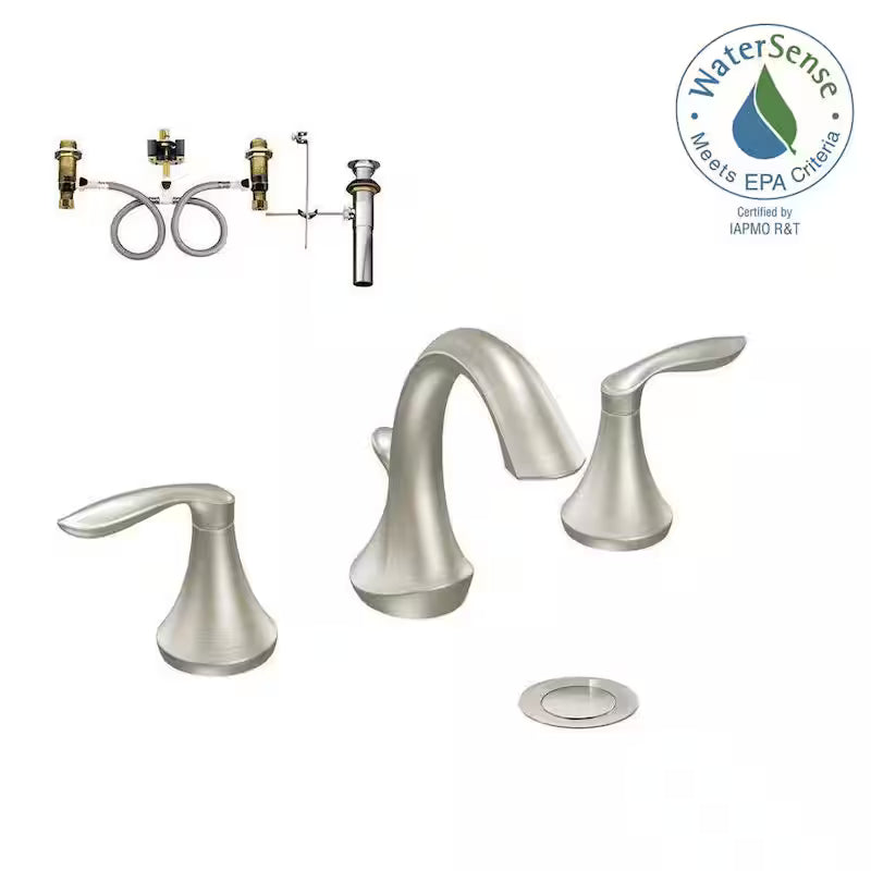 8 in. Widespread 2-Handle Bathroom Faucet Trim Kit in Brushed Nickel V401781
