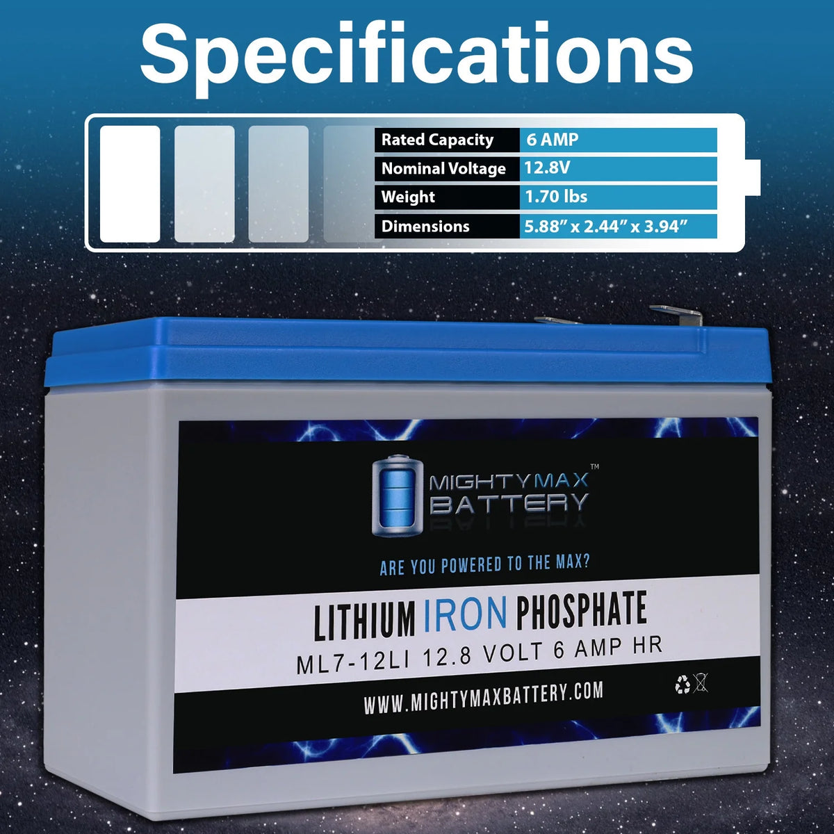 12V 7AH Lithium Replacement Battery 2 Pack T971