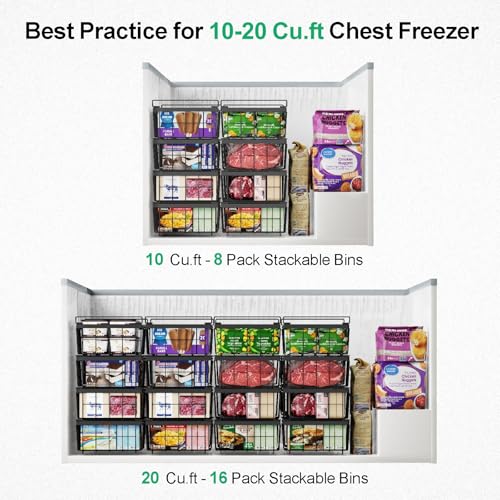 Black 4 Pack Expandable Stackable Freezer Organizer Bins E19112