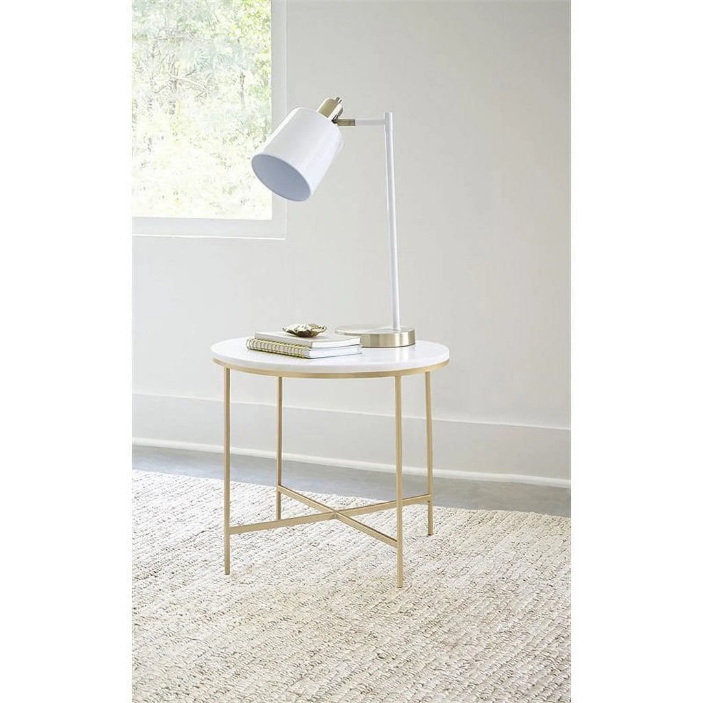 Round Marble Top End Table with X-Cross Base X5669